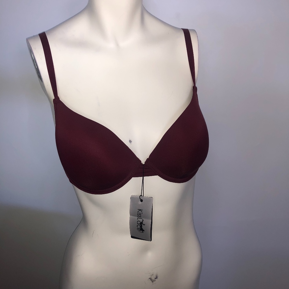 Kiss Lace Womens Burgundy Underwire Bra Sz 40D